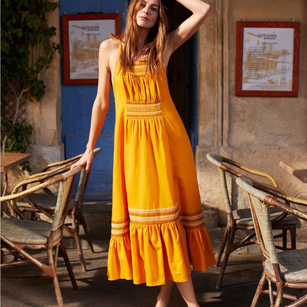 Free People Another Love Smocked Midi Dress